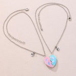 El Regalo 2 Pcs Bff Best Friend Forever Split Magnetic Hearts Matching Pendant Necklaces Set- Friendship Day Gift For Girls, Besties (Option-3)