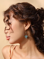 El Regalo Bohemian Antique Leaf Hook Earrings - Patina Finish Nature Inspired Dangle Earrings with Wooden & Bead Accents (Style-1)