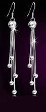 El Regalo Womens Silver Plated Hook Hanging Earrings/Beads Tassel Chain Pending Dangle Earrings