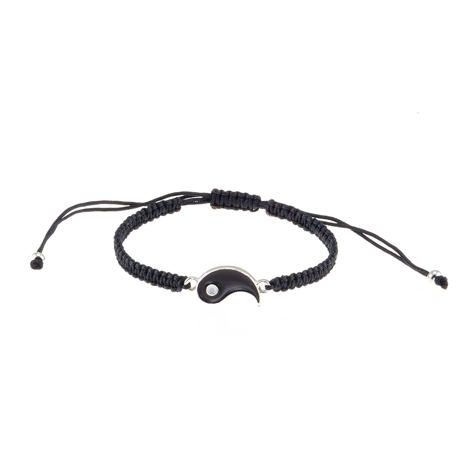 El Regalo 2 PCs Unisex Yin Yang Macrame Bracelet Set - Yin Yang Thread Adjustable Bracelet for Couple/Best Friends