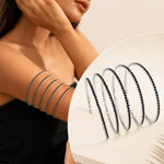 El Regalo Premium CZ Studded Layered Flexible Bracelet Cum Armlet for Women & Girls | Fancy Western Spiral Wrap Bracelet | Adjustable Crystal Stone Arm Cuff Bangle | Party, Wedding & Western Jewellery (Black-Silver)