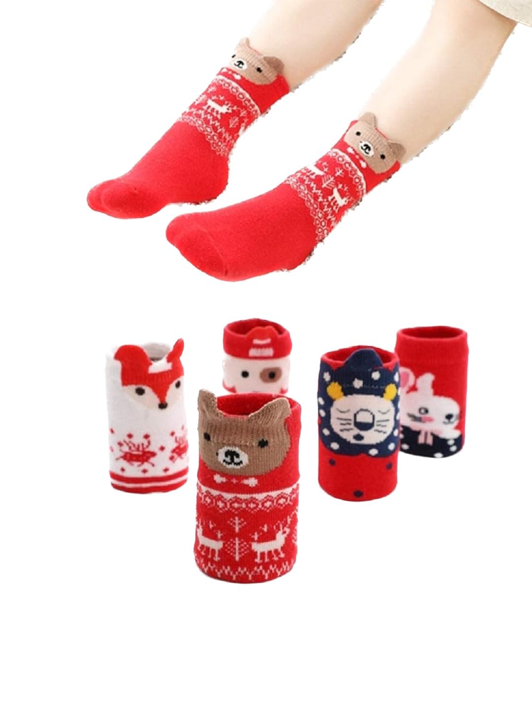 EL REGALO Kids Pack Of 5 Patterned Calf Length Socks