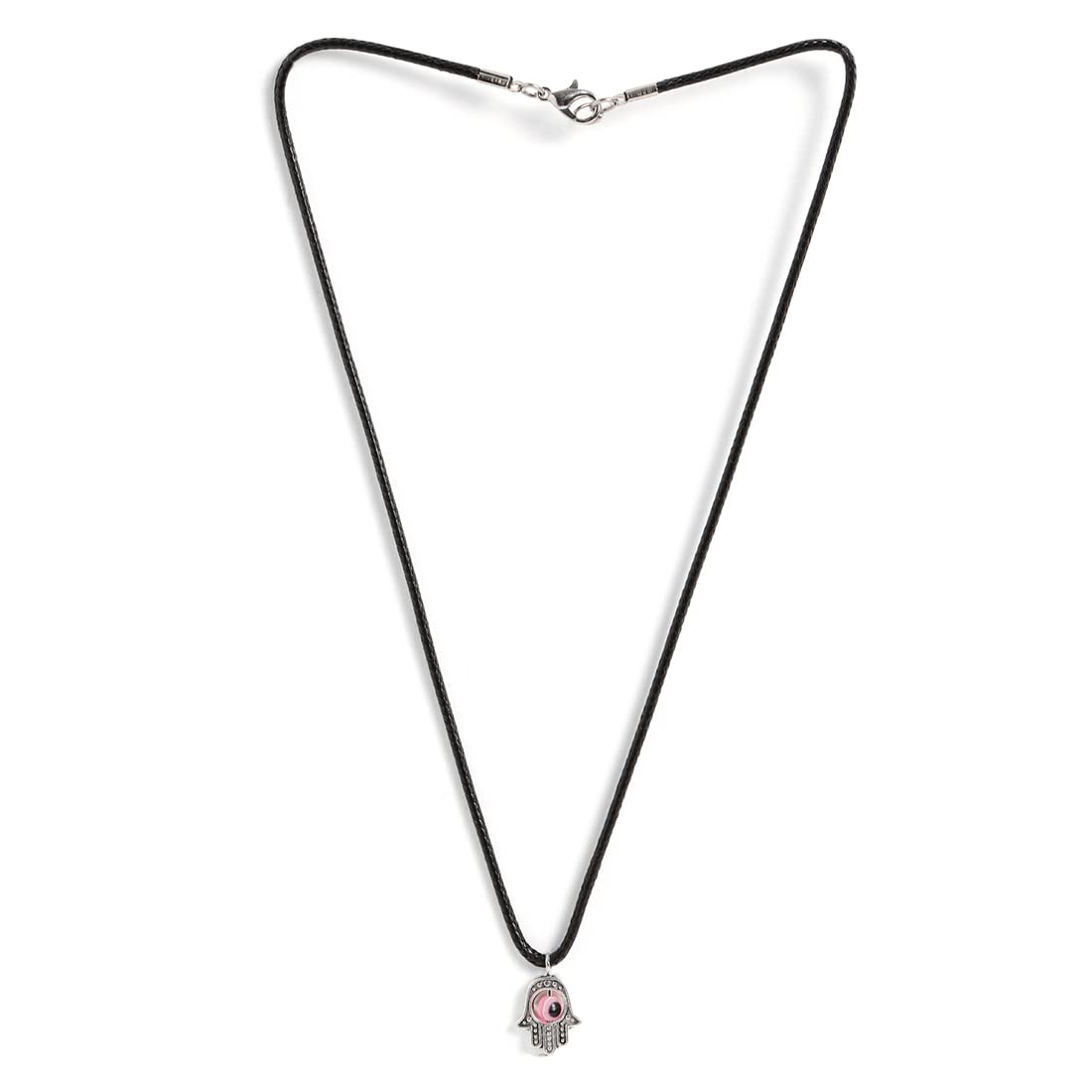 El Regalo 2PCs Evil Eye Hamsa Hand Pendant Necklaces Set for All- Kids, Girls, Boys, Men & Women- Lucky Pink & Blue Evil Eye Hamsa Hand for Best Firends/Couples