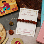 El Regalo Auspicious Natural Rudraksha Rakhi for Brother- Lord Shiva Rudraksha Beads Rakhi with Roli Chawal, Rakhi Message Card in Rakhi Gift Box