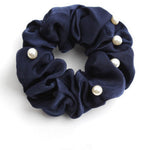 El Regalo 3 PCs Satin Silk Pearls Hair Scrunchies for Women/Girls- No Damage Silk Hair Ties with Delicate Pearls - Soft, Smooth & Shiny Hair Accessories (Color option-2)