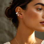 Moodear 3pcs Thick/Thin Ear Cuffs Non-Piercing for Women - Dainty 14K Gold Plated Cuff Earring Trendy Cubic Zirconia Ear Cuff for Women Cartilage Jewelry Gift, Large, Brass, No Gemstone