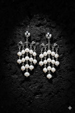 El Regalo Contemporary Silver-Tone Earrings with Cascading Pearls - Modern Pearls Tassel Drop Earrings for Women & Girls