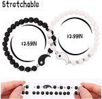El Regalo 2 PCs Natural Stone Beads Stretchable Bracelets for Best Friends/Couples/Besties BFF Boyfriend Girlfriend