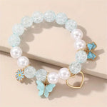 El Regalo 1PC Butterfly, Love Heart, Bow, Flower Charms Crystals Beads Bracelet for Girls - Fashion Bracelets for Girls/Women (Light Blue)