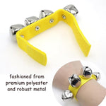 El Regalo 2PCs Jingle Bells Christmas Bracelets | Wrist & Ankle Bells for Party Favors, Musical Rhythm & Christmas Decor | Adjustable Percussion Instruments (Yellow)