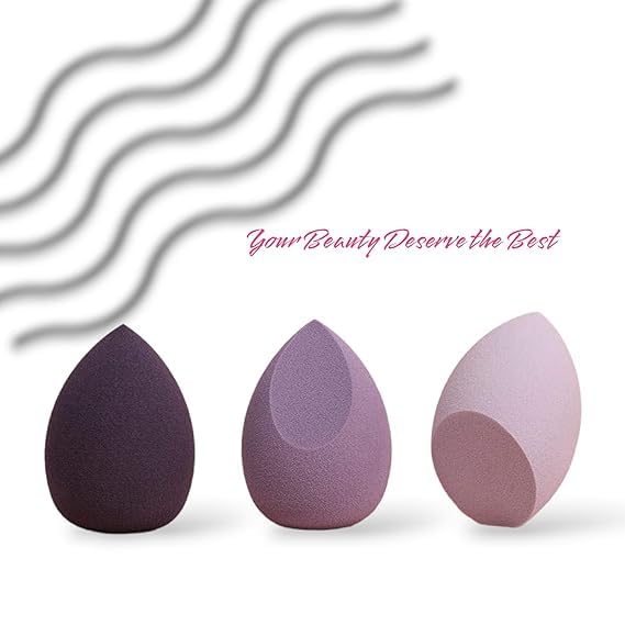 El Regalo 6 PCS Makeup Sponges Box, Heart Shaped New Sponges Powder Puff, Water Drop, Perfect Makeup Sponge Set Blender Flawless for Liquid, Washable, Super Soft, Gradient Purple
