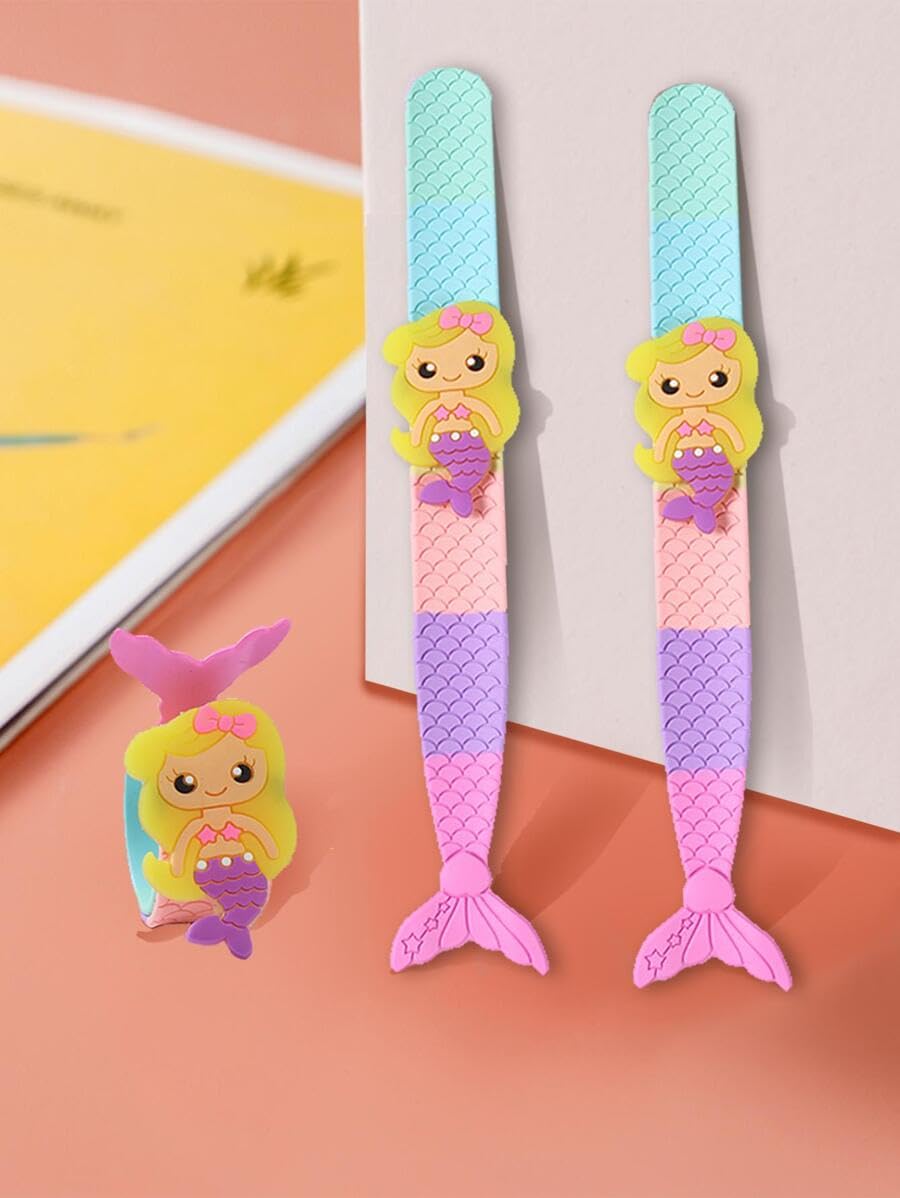 El Regalo 2PCs Mermaid Fish Tail Slap Bands/Wristbands for Girls- Mermaid Theme Birthday Party Gifts/Goodie Bags Filler