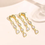 El Regalo 14K Gold Plated Crystal Drop Dangle Earrings for Women - Dainty Front Back Statement Earrings - Hypoallergenic Cubic Zirconia Tear Drop Long Dangly Earrings for Weddings, Parties, and Gifts
