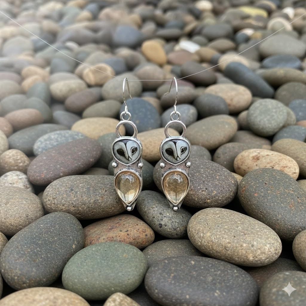 El Regalo Cute Vintage Owl Dangle Earrings for Women & Girls, Boho Ethnic Silver Tone Drop Earrings with Hook - Fashion Owl Jewellery Gift (Owl Style-2)