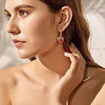 El Regalo Bohemian Vintage Dragonfly Crystal Earrings- Victorian Moonstones Dragonfly Vintage Carved Earrings for Women/Girls (Merlot Red)