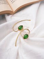 El Regalo Beautifully Handcrafted Gold Plated Brass Party Earrings- Trendy & Contemporary Stones Statement Earrings for Women (Green)