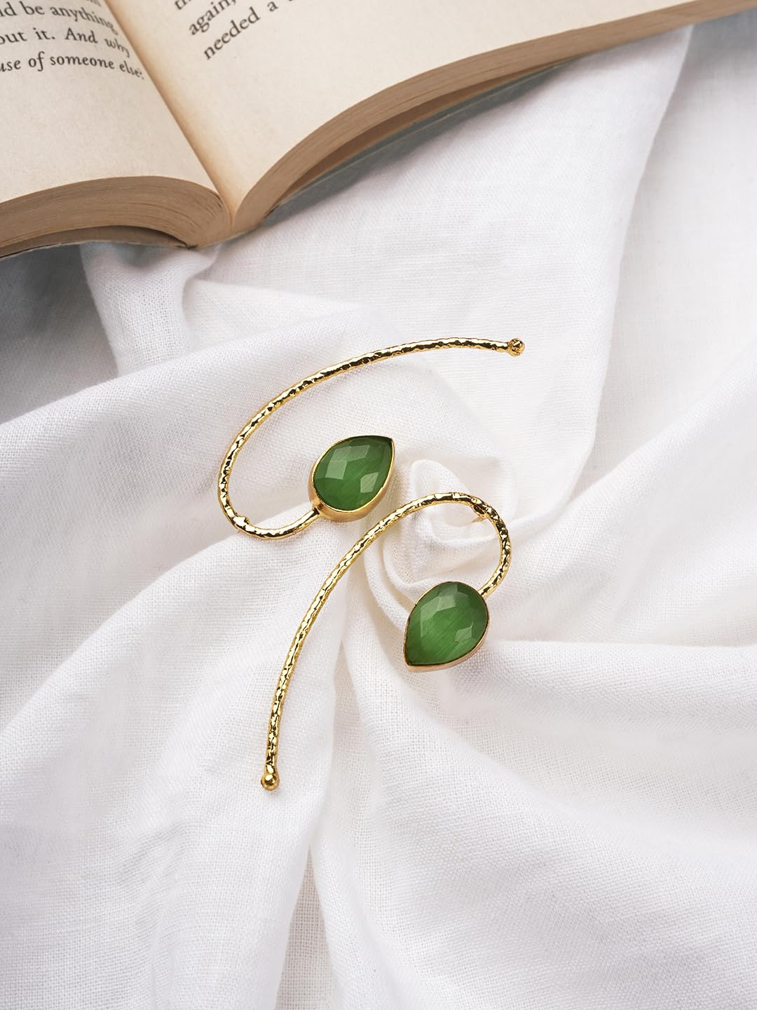 El Regalo Beautifully Handcrafted Gold Plated Brass Party Earrings- Trendy & Contemporary Stones Statement Earrings for Women (Green)
