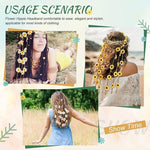 El Regalo Flower Hippie Headband Floral Crown Summer Sunflower Headband for Girls & Women - Wedding Party Hair Accessories (Yellow, One Size)