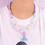 El Regalo Kids Girls Mermaid Princess Necklace & Bracelet Set (Ocean Blue)