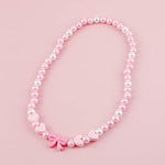El Regalo 2 PCs Girls Kids Pink Acrylic Heart Bow Beaded Necklaces Set | Girls Kids 2 PCS necklaces | Princess Necklaces Set (Heart & Bow Pattern)