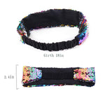 El Regalo 1 PC Reversible Sequins Stretchy Glittery Fashion Headbands for Teen Girls & Women (Multi Colored/Silver)