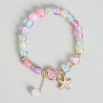 El Regalo 3PCs Opal Stone, Crystal Beads Tassel Bracelet With Cute Enamel Charms Star, Shell, Rainbow, Flowers, Swan, Pearls etc. for Kids/Girls/Teens/Women (Option-1)