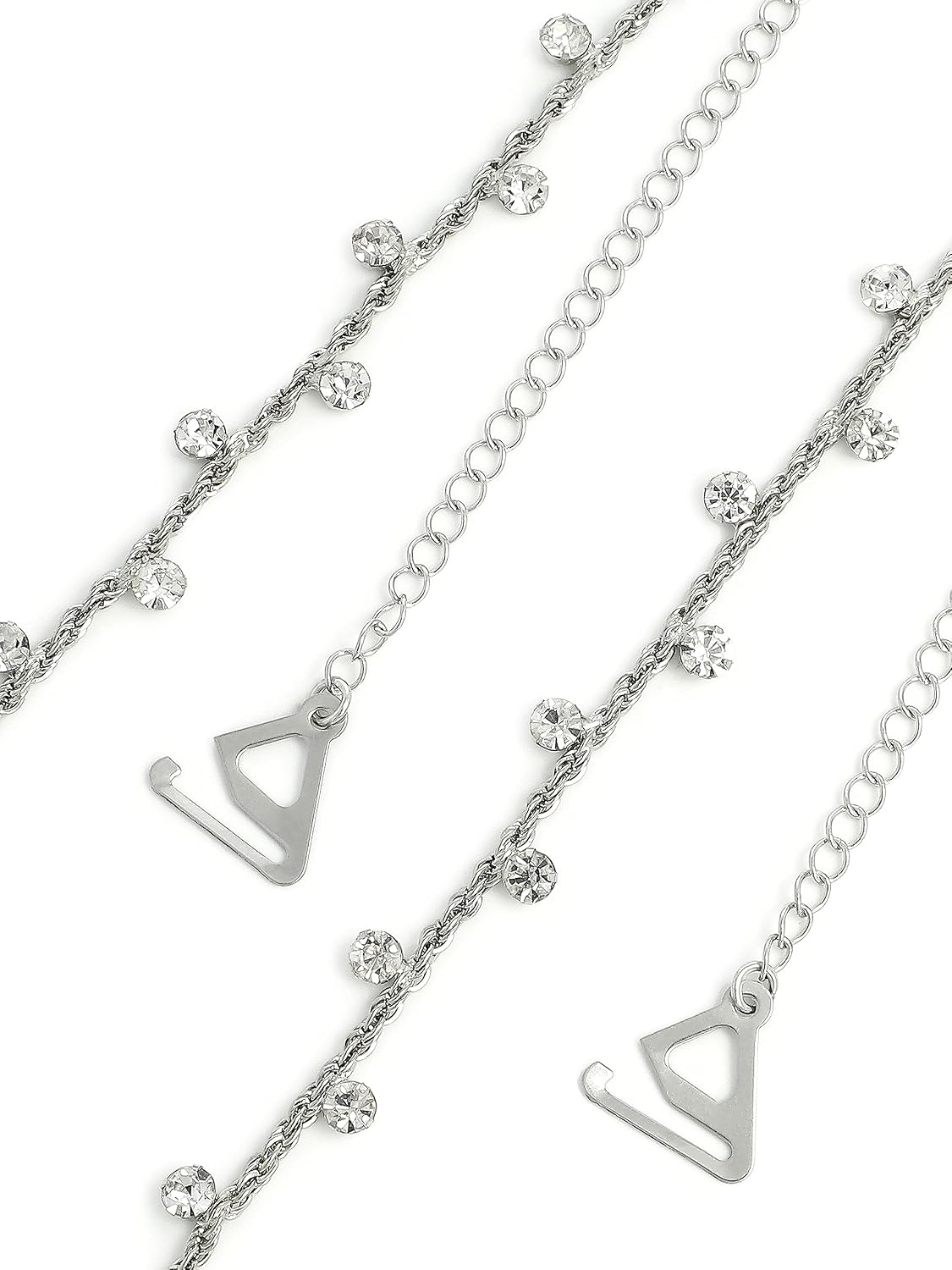 El Regalo 1 Pair Fancy Crystal Stones Bra Shoulder Straps- Beauty Back Shoulder Strap Bra Adjustable Shoulder Strap for Wedding/Party Gowns (Silver)