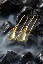 El Regalo Beverly Mint Designs Minimalist Teardrop Drop Earrings for Women & Girls - Classy Pastel Glass Stone Dangle Hooks for Western & Indo-Western Outfits (champagne Yellow)