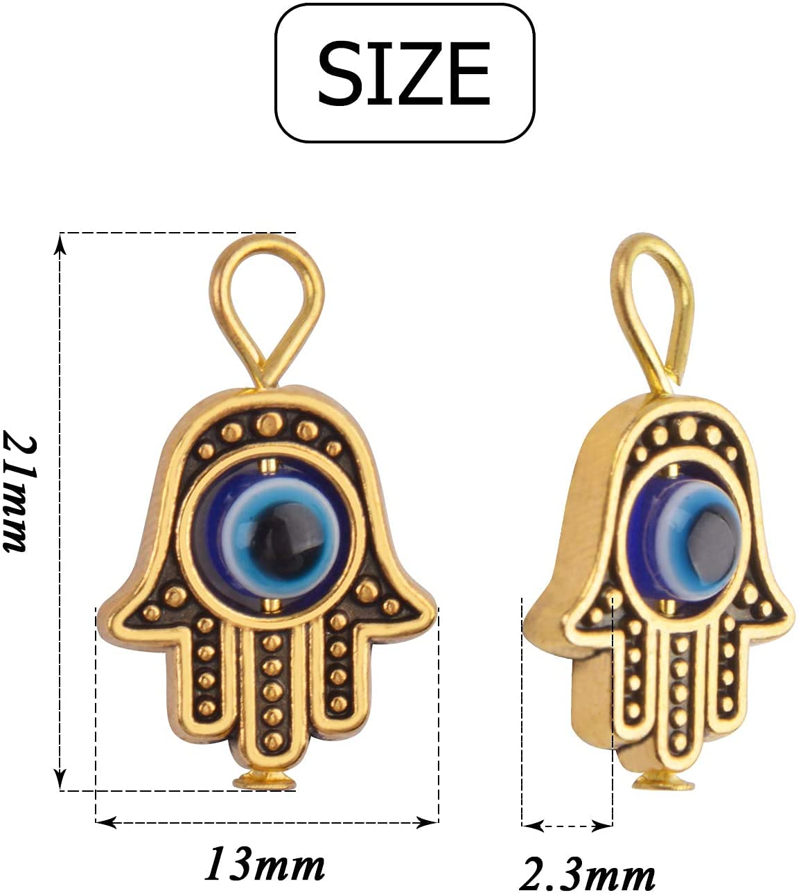 El Regalo 1 Pair Evil Eye Hamsa Hand Earrings - Small Dangle Hoop Earring Dainty Blue Evil Eye Small Simple Hypoallergenic Earrings for Girls & Women (Hamsa Hand Golden)