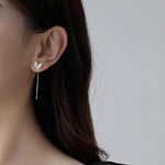 El Regalo CZ Butterfly Threader Chain Earrings for Women, Teen Girls- Butterfly Dangling Earrings- Rhinestone Butterfly Long Tassel Threader Dangle Earrings (Silver)