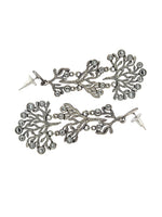 El Regalo Long "Tree of Life" Oxidized Silver Plated Stones Earrings - Ethnic Wedding Tassel Earring for Girls & Women