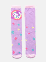 El Regalo 1 Pair Cute & Soft Fun Cartoon Animal Printed Funky Socks for Kids/Cute Animal Cartoon Print Lovely Combed Cotton High Knee Socks (3-8 Years) (Purple Rainbow)