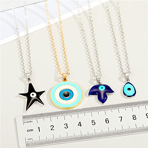 El Regalo 1 PC Evil Eye Enamel Protection Unisex Necklace for Men/Women | Fashion Evil Eye Necklace (Star Evil Eye Necklace)