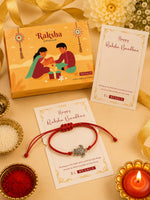El Regalo Minimalist Lucky Turtle Adjustable Bracelet Rakhi for Brother- Red