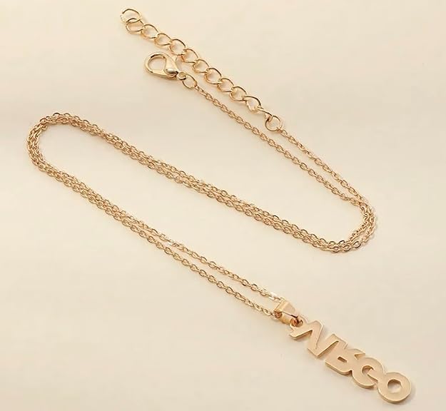 El Regalo 1PC Stainless Steel Zodiac Sign Unisex Pendant Necklace- Anti Tarnish 12 Vertical Zodiac Name Necklaces Horoscope Birth Star Sign (Virgo)