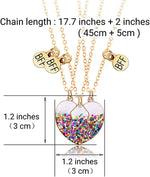 El Regalo 3 PCs BFF Best Friend Forever Split Heart Magnetic Matching Pendant Necklaces Set for Kids/Girls/Teens- Friendship Puzzle Necklaces Sets for Besties (Sparkly Off White Heart)