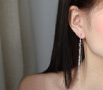 El Regalo 925 Silver Plated Minimalist Long Thin Linear Stars Elegant Threader Dangle Chain Earrings for Girls & Women (Multi Strands Stars Threader)