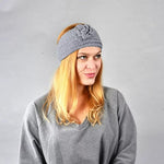 El Regalo's 1PC Winter Crochet Knitted Headwrap Headband with 3D flower & Button for Girls & Women- Ear Warmer Hair Muffs Band | Winter Designer Headbands for Teens & Women (Grey)