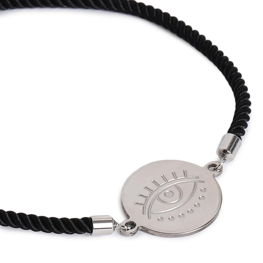 El Regalo 1PC Evil Eye Stainless Steel Rakhi for Bhaiya/Bhai/Brother- Anti Tarnish/NO Rust/Waterproof Rakhi with Roli Chawal, Message Card in Rakhi Gift Box (Silver Evil Eye)