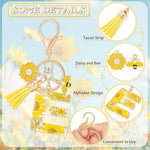 El Regalo Personalized Name Initials Natural Flowers & Bee Charm Keychain - Custom Letter Keyring with Daisy Flower & Honey Bee Pendant, Purse, Bag, Backpack Accessory (Letter E)