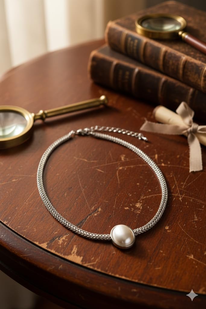El Regalo Elegant Stainless Steel Pearl Choker Necklace for Girls/Women - Waterproof Classic Contemporary Chain with Center Statement Bead - Anti-Tarnish Modern Jewelry