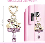 El Regalo Personalized Glitter Initial Letter Keychain for Girls & Women - Cute Pink Resin Alphabet Keyring with Heart & Star Charms - Fancy Luxury Bag Accessory & Birthday Gift (Letter T)