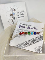 El Regalo 2PCs 7 Chakra Crystal Handwoven Rakhi Combo Set for Brother 7 Chakra Rakhi Set for Bhaiya Rakhi Combo for Bhai (7 Chakra)