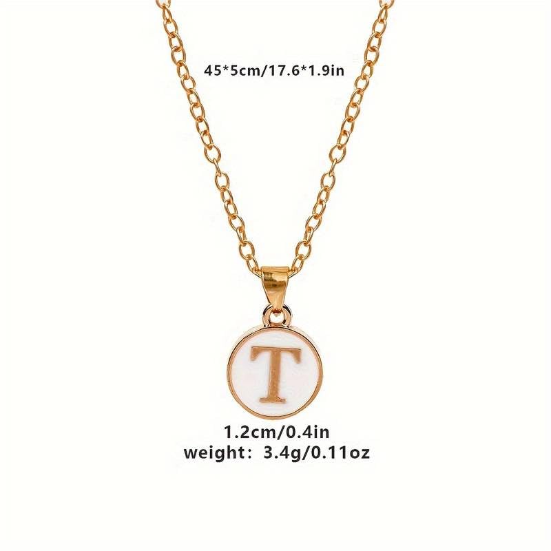 El Regalo Unisex Personalized Name Initial Letters Pendant Necklace-Enamelled Name Initials Pendant with Stainless Steel Chain (T)