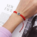 El Regalo Evil Eye Hamasa Hand Red String Unisex Bracelet Macrame Braided with Blue Lucky Eye to Ward Off The Evil Eye (Red) For Unisex Adult