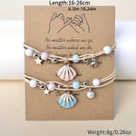 El Regalo 2PCs Shell Pearl & Star Fish Charms Bracelets Set for Girls & Women- Bright & Colorful Unique Handmade Beach Theme Bracelets Set (Option-3)