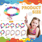 El Regalo 2PCs Girls Kids Rainbow Beads Charms Bracelets Set- Heart, Unicorn, Mermaid, Rainbow, Star charms for Baby Toddler Girls Kids (Rainbow & Unicorn)