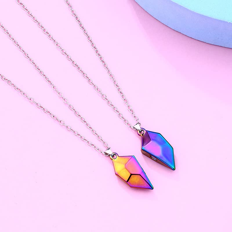 El Regalo 2 Pcs Magnetic Heart Couples Jewelry- 2 Pcs Glossy Heart Necklaces For Best Friends/Besties/Couples For Unisex Adult