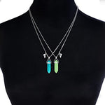 El Regalo 2Pcs/Set Crystal BFF Best Friend Magnetic Couple Matching Split Heart Pendant Necklaces for Besties/Couples - Valentines Day Gift (Green Shades) For Unisex Adult