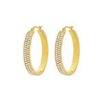 El Regalo Stainless Steel CZ Cubic Zirconia Hoop Earrings for Women | Double Row Round Hoops | Waterproof, Anti-Tarnish Surgical Steel Earrings with 2mm AAA CZ Stones